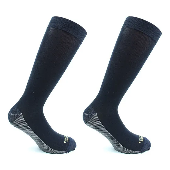 2 Pares Calcetin Cobre + Bamboo Liso Largo 3/4 Azul