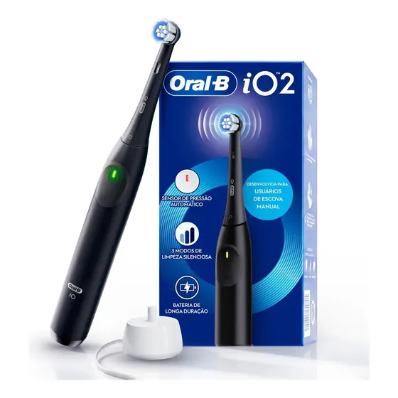 Escova Elétrica Oral-b Io2 Preta 1 Cabo 1 Refil