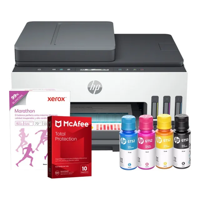 Multifuncional Hp Smart Tank750+papel+antivirus+kit Tintas Blanco
