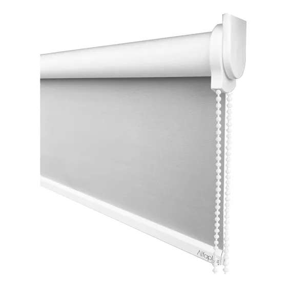 Cortina Rolo Blackout Medida L 1,80 X A 1,50 Blecaute Roller Cor Tóquio 004 - Cinza Com Acabamento Branco
