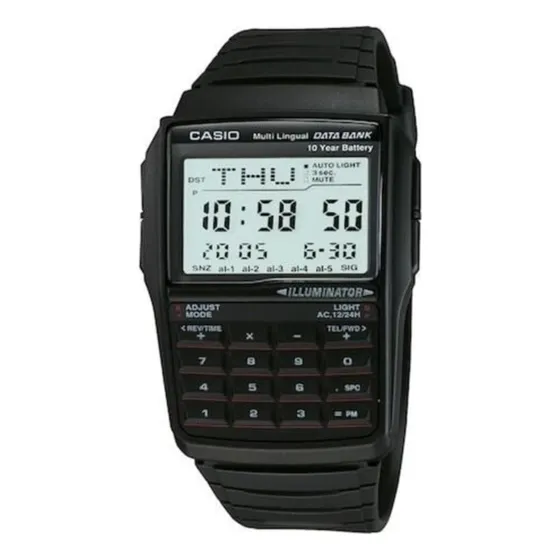 Reloj Casio Vintage Dbc32-1a Data Bank Para Hombre, Blanco Y