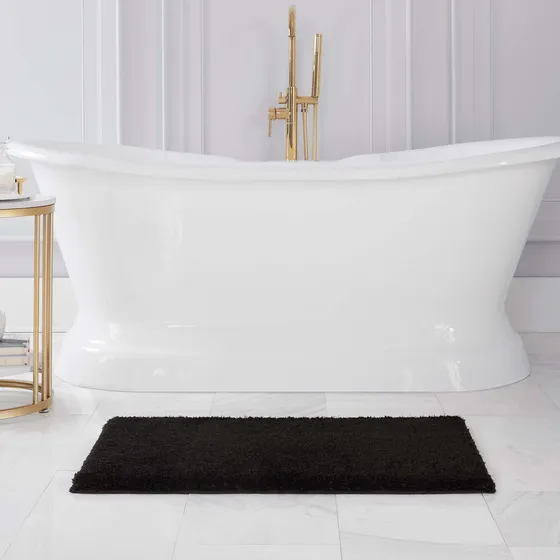 Couture Alfombra Baño Negra 17 X 24  Tapete Negro Para