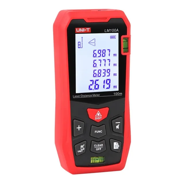 Telemetro Medidor Laser Distanciometro 100m UNI-T LM100A Retroiluminación LCD Medidor de Distancia Láser Silenciable Medidor Láser para Viviendas Edificios Áreas Distancia Láser M/in/ft