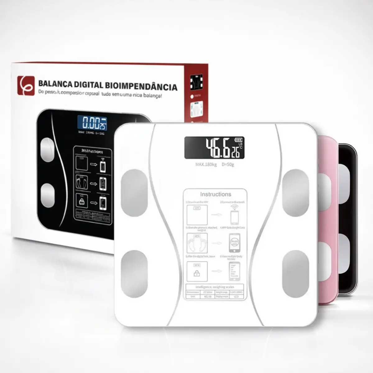 Balança Digital Corpo Epsilon EPS-6905 Bluetooth para Saúde e cor Branco