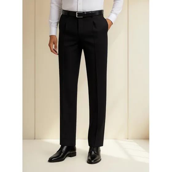Pantalón Negro Hombre Pinzado Tropical Mecanico Talle Comun
