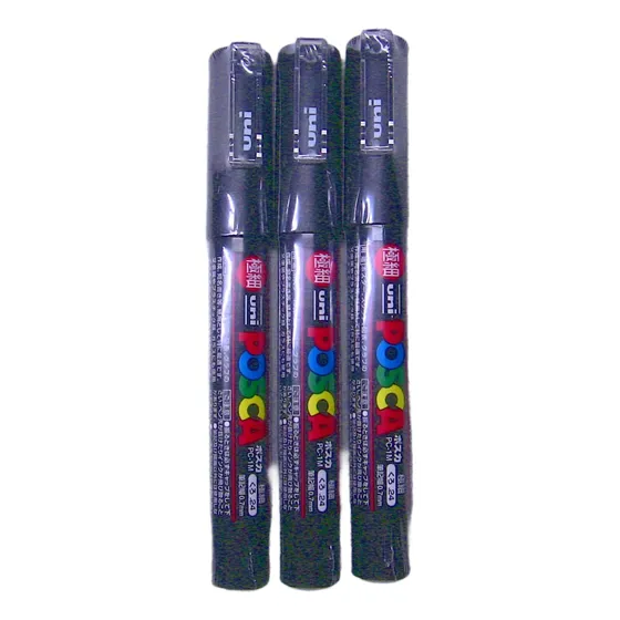 Uni Posca Paint Marker Pc-1m Black, 3 Plumas Por Paquete (ja