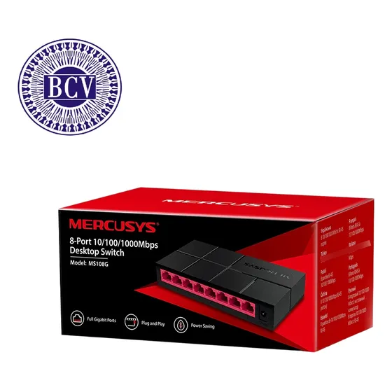 Switch Mercusys Gigabit 8 Puertos Ms108g 10/100/1000 Mbps