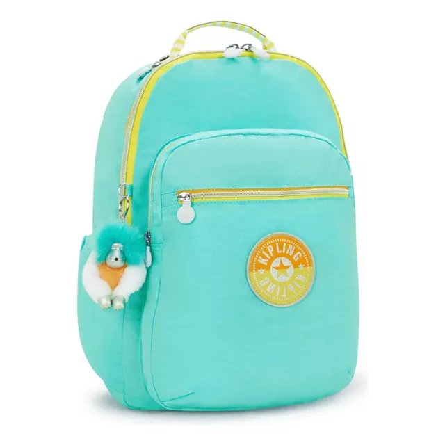 Kipling - Mochila - Seoul Grande - Poppy Aqua - Con Compartimento Para Laptop Nueva Original