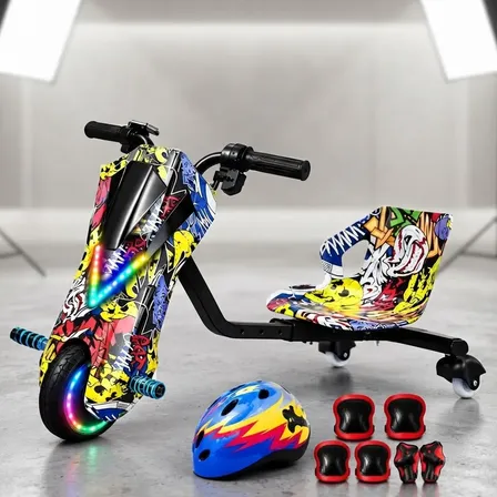 Patinete Triciclo Infantil Drift Elétrico Brinquedo 100kg Vermelho