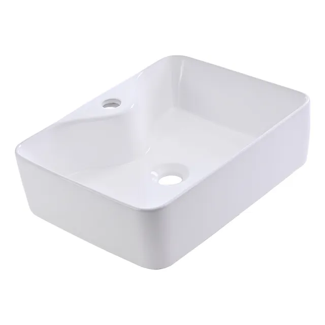 Goral Lavabo Ovalin De Cerámica Blanco Para Baño Baños Ovalado De Sobreponer Acabado Alto Brillo Económico Pequeños Medianos Modernos Lavadero Para Casa Casas Elegante Al-104