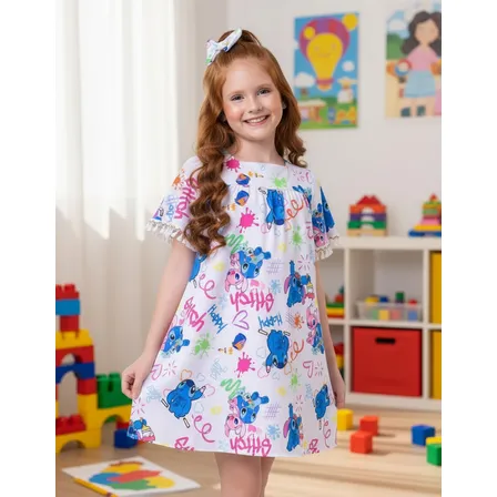 Vestido Infantil Menina Lilo Stitch Colorido