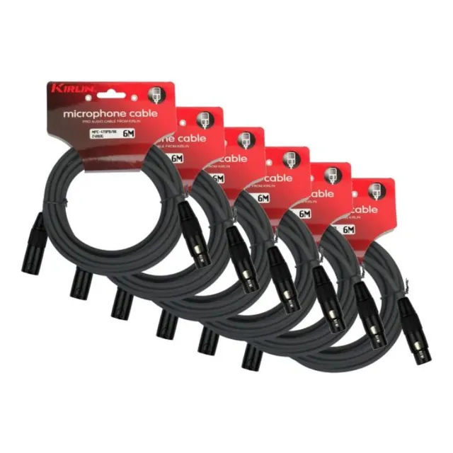 Pack 6 Cables Microfono Xlr 6 Mts Kirlin Negro Envío Gratis