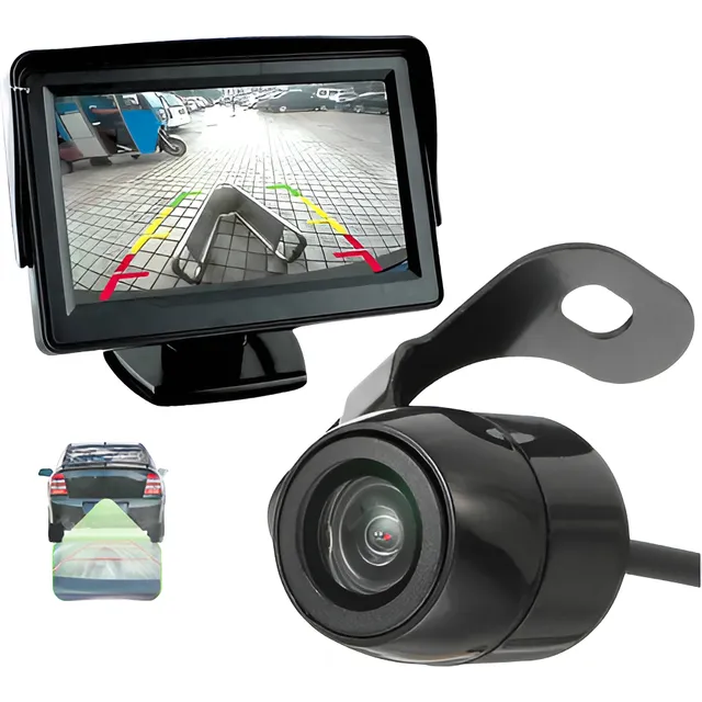 Kit Monitor Lcd 4.3 Polegadas + Câmera De Ré Automotivo Hd