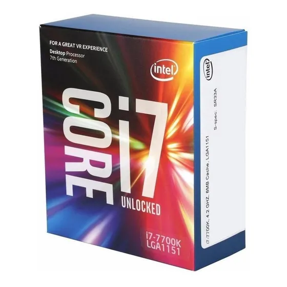 Processador gamer Intel Core i7-7700K BX80677I77700K de 4 núcleos e 4.5GHz de frequência com gráfica integrada