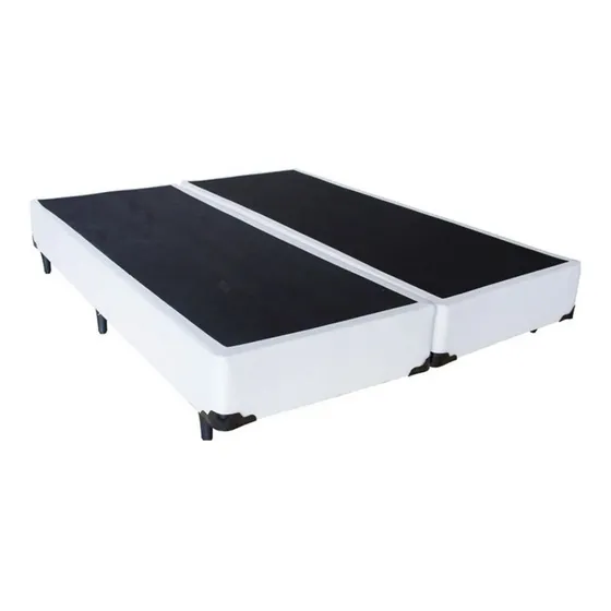Base Cama Box Bipartido Queen Size Corino Branco 40x158x198
