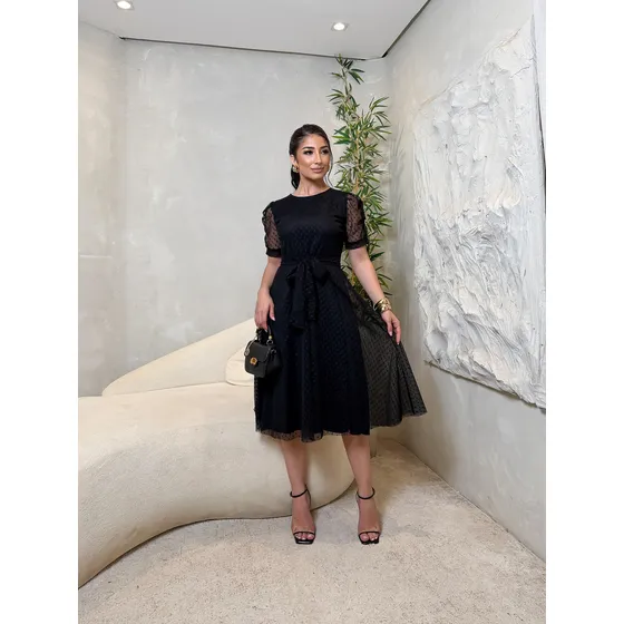 Vestido Moda Cristã Godê Mídi M-g De Tule