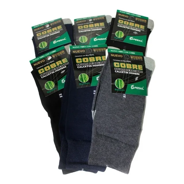 6 Calcetines De Algodón + Cobre (grueso) - Precio X Sixpack