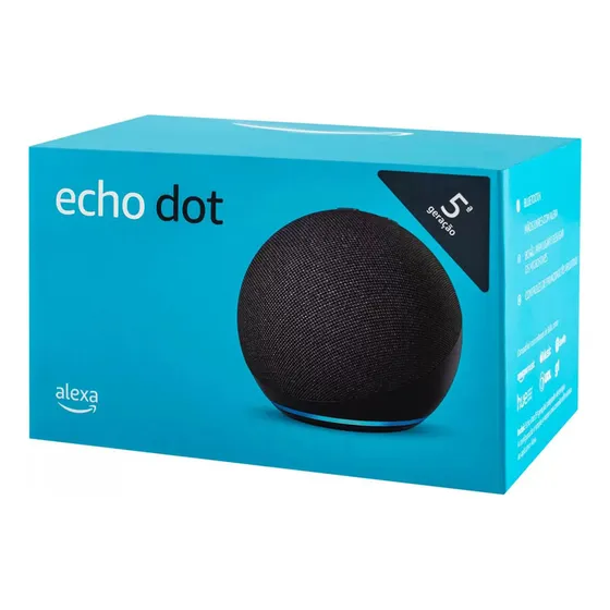 Alexa Echo 5a Geração Dot C/ Rotinas Úteis Som Mais Vibrante Cor Preto