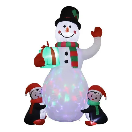 Muñeco De Nieve Led Con Pingüino Inflable De 1,8 M, 1,8 M Color Gingerbread