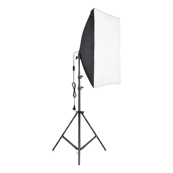 Kit Luz Soft Box 50x70 Cm Contínua Tripé 2m E27 Estúdio