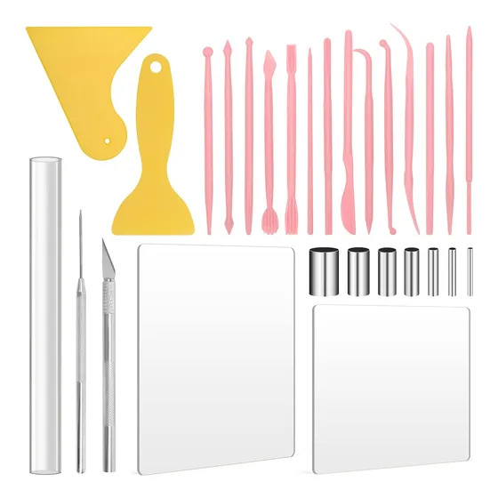 Kit De 28 Herramientas Para Corte De Ceramica Artesanal