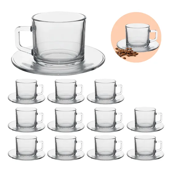Jogo 12 Xícaras Sino Crystal Com Pires 180ml Chá Café
