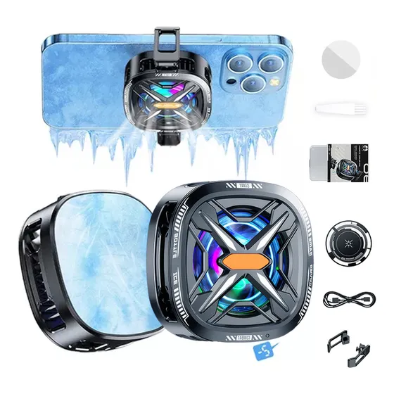 Ventilador Enfriador Para Celular Y Ventilador Celular Rgb Cooler Gamer, Ventilador Para Celular Ventosa Magnética Y Clip Trasero 2 En 1