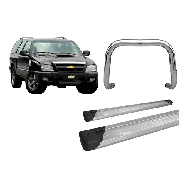 Kit Quebra Mato, Estribo Plataforma Cromo Para Blazer