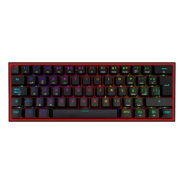 Teclado Mecánico Redragon Fizz Pro K616 Rgb Wireless Dual Color Del Teclado Negro Idioma Español Latinoamérica