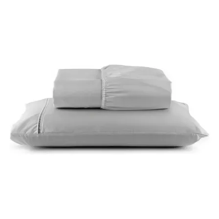 Jogo De Lençol Solteiro 2pçs C/ Elástico 400 Fios Hotel Cinza Liso