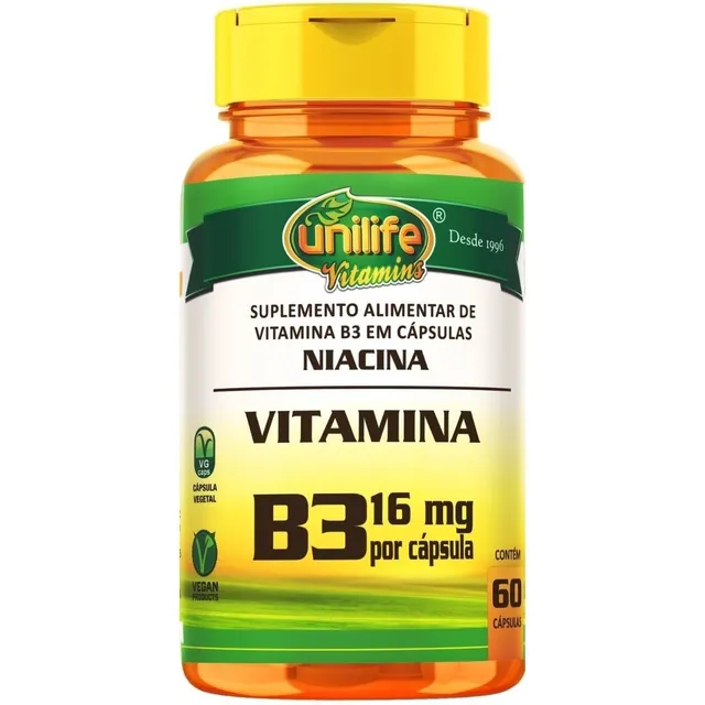 Niacina con vitamina B3 - 60 cápsulas Unilife