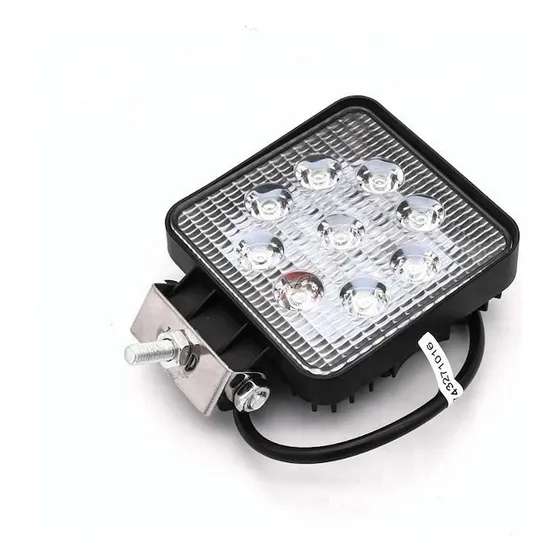 Faro Led 9 Led Cuadrado 27 Watts Blanco 12v 24v Disip Chico