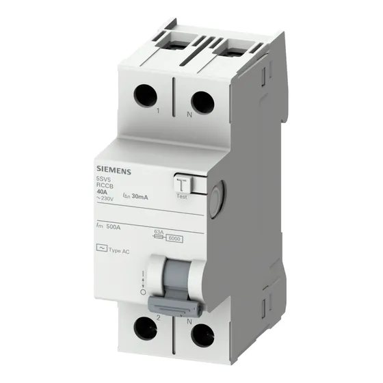 Disyuntor Monofásico Siemens 40amp Bipolar 30ma Diferencial