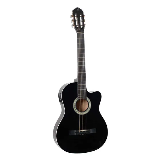 Violão eletroacústica Giannini Start SF-14 CEQ para destros preta verniz brilhante