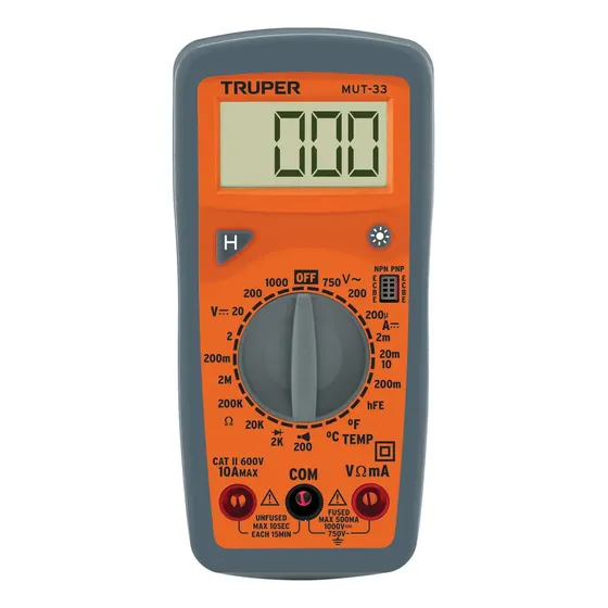 Tester Multimetro Digital 10 A Profesional Truper MUT-33