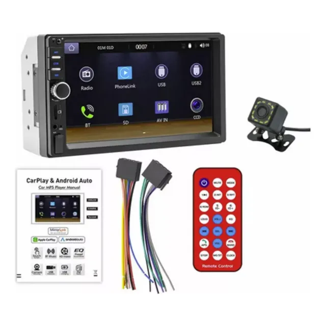 Radio Auto 2 Din Con Carplay Y Android Auto Y Camara Reversa
