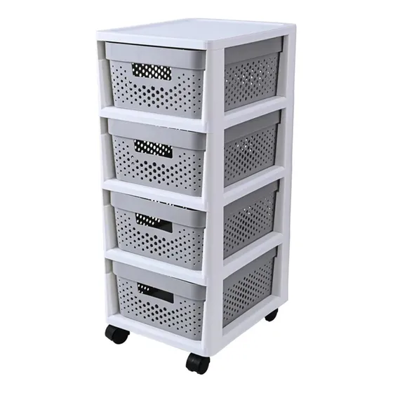 Gaveta Cajonera Plastica 4 Cajones Con Ruedas Color Gris
