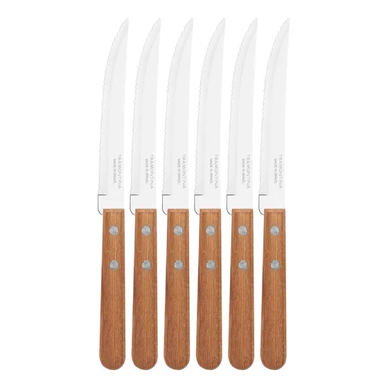Cuchillos De Mesa X6 Unid. Mango Madera Dynamic Tramontina