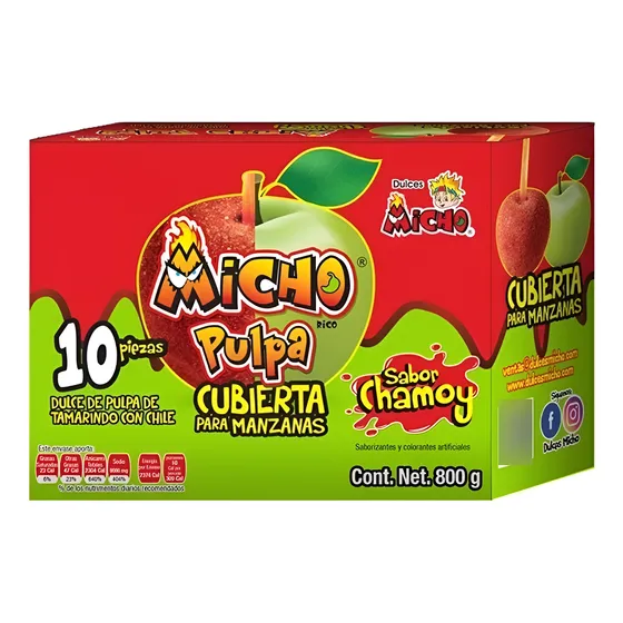 Micho Pulpa Cubierta Manzanas 10 Pzs Pulpa Tamarindo Chamoy