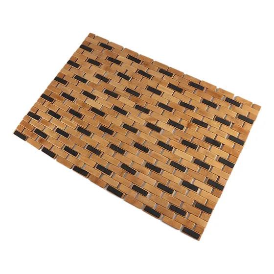 Alfombra De Baño De Bambú, Silicona, Almohadillas Antidesliz