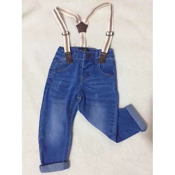 Pantalón Blue Jeans Stretch De Niño De Tirantes Para Bebe