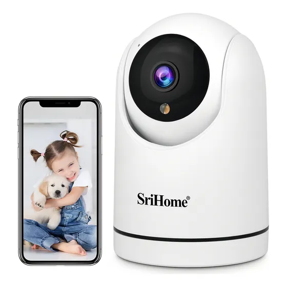 Srihome Cámara De Seguridad Para Interiores 2mp Wi-fi Sh042 Detección De Movimiento Y Notificaciones Alarma De Luz Y Sonido Audio Bidireccional Control Por Voz