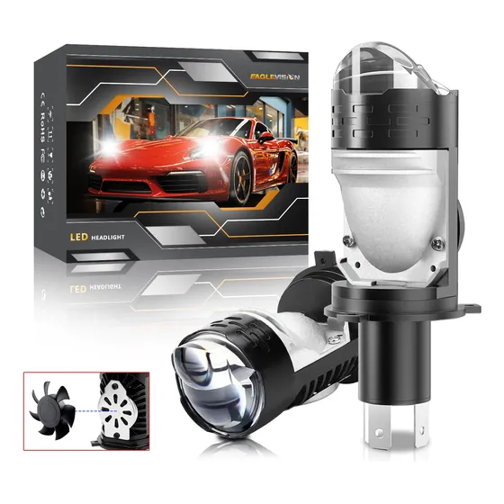 2pzs Faros Led H4 Tipo Lupa Para Coche Moto Luz Altas Y Baja