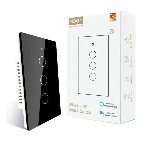 Interruptor De Luz Wifi Tactil 3c + Rf | Tuya Smart Domótica