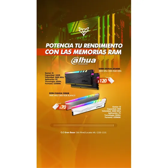 Memoria Ram Dahua Ddr4 16gb 2x8gb 3600mhz Pc