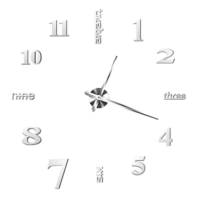 Reloj Pared Marco Diseño Moderno Numero 3d Color Plateado
