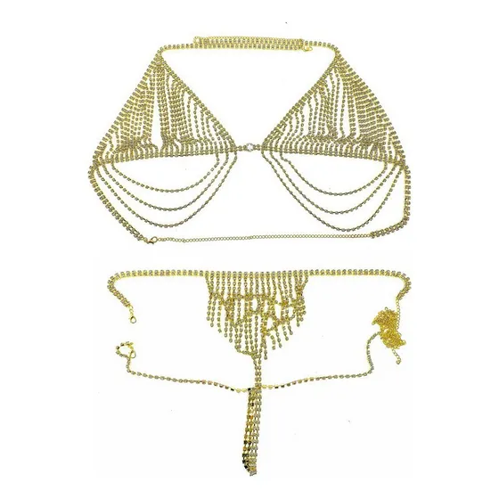 Sutiã Sexy Com Corrente Para O Corpo Com Diamantes E [u]