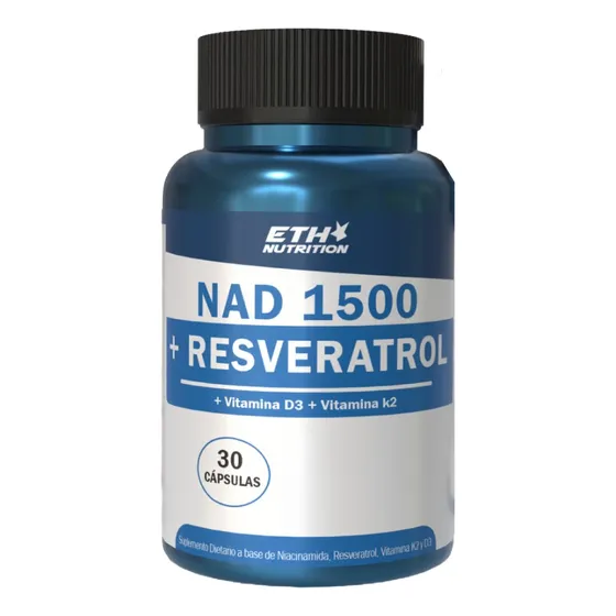 Nad 1500 + Resveratrol Con K2 Y D3 Premium 30 Capsulas Eth Sin Sabor