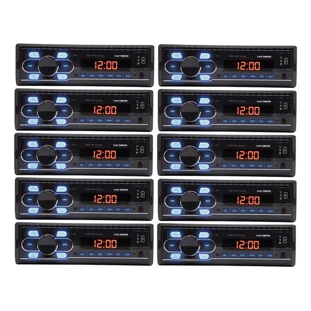 Kit 10 Und. Rádio Carro Bluetooth Usb Fm Som Automotivo 
