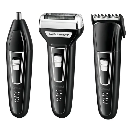 Máquina De Cortar Cabelo E Barbear Tira Pelo Nariz 3x1 Cor Preto 127/220V